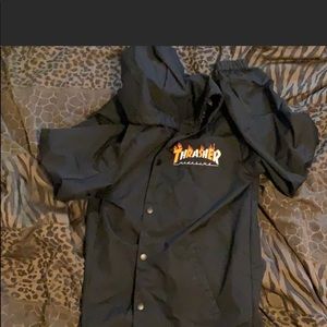 Hooded nylon M Thrasher button up jacket